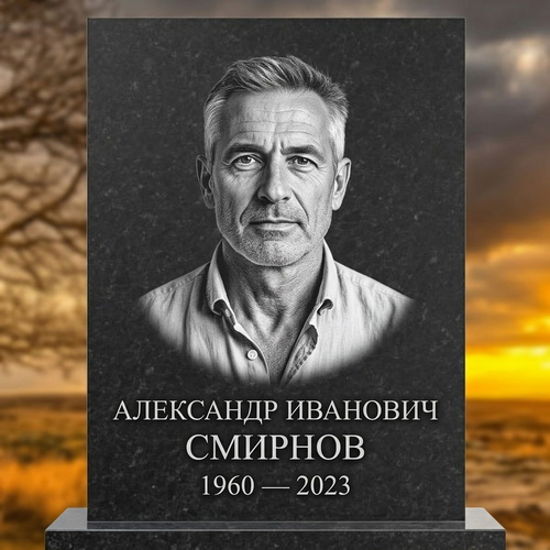 Гравировка фото, ФИО и дат усопшего